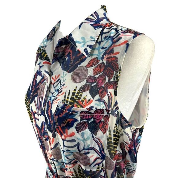 Grey Jason Wu Floral Print Asymmetrical Midi Dress Medium 8 Multicolor Sleeveles - Picture 4 of 13